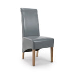 Krista Roll Back Bonded Leather Brown Dining Chair