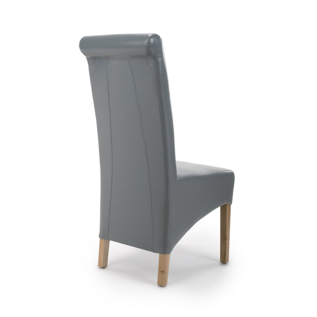 Krista Roll Back Bonded Leather Brown Dining Chair