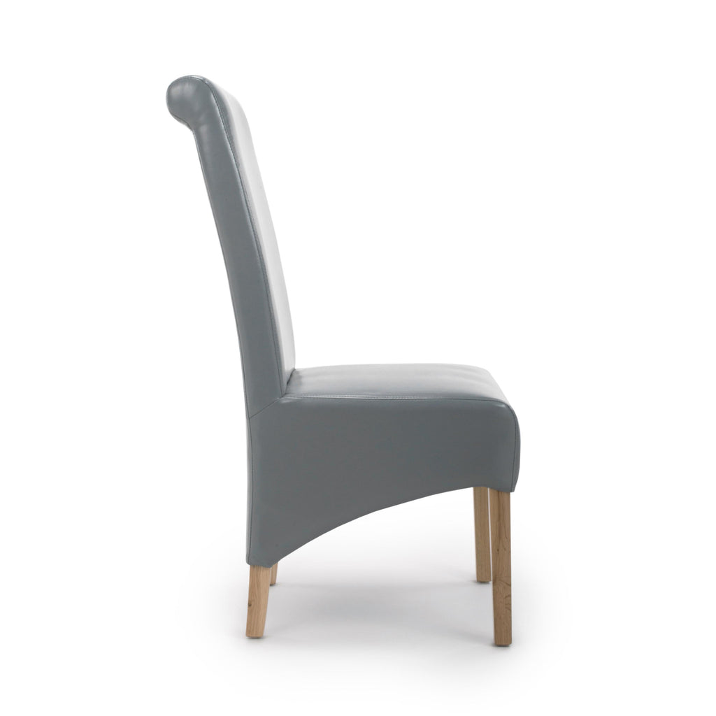 Krista Roll Back Bonded Leather Brown Dining Chair