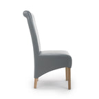 Krista Roll Back Bonded Leather Brown Dining Chair