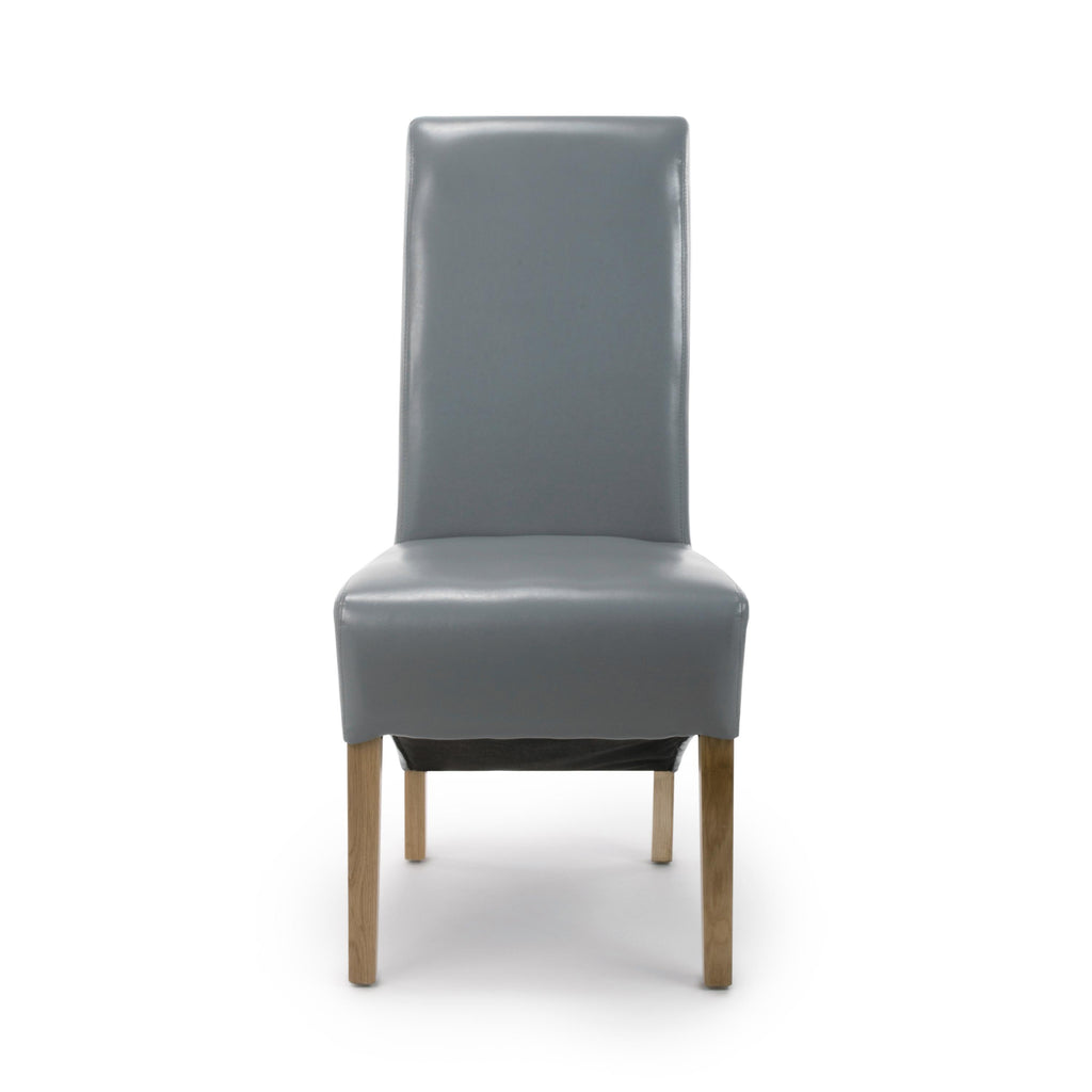 Krista Roll Back Bonded Leather Brown Dining Chair