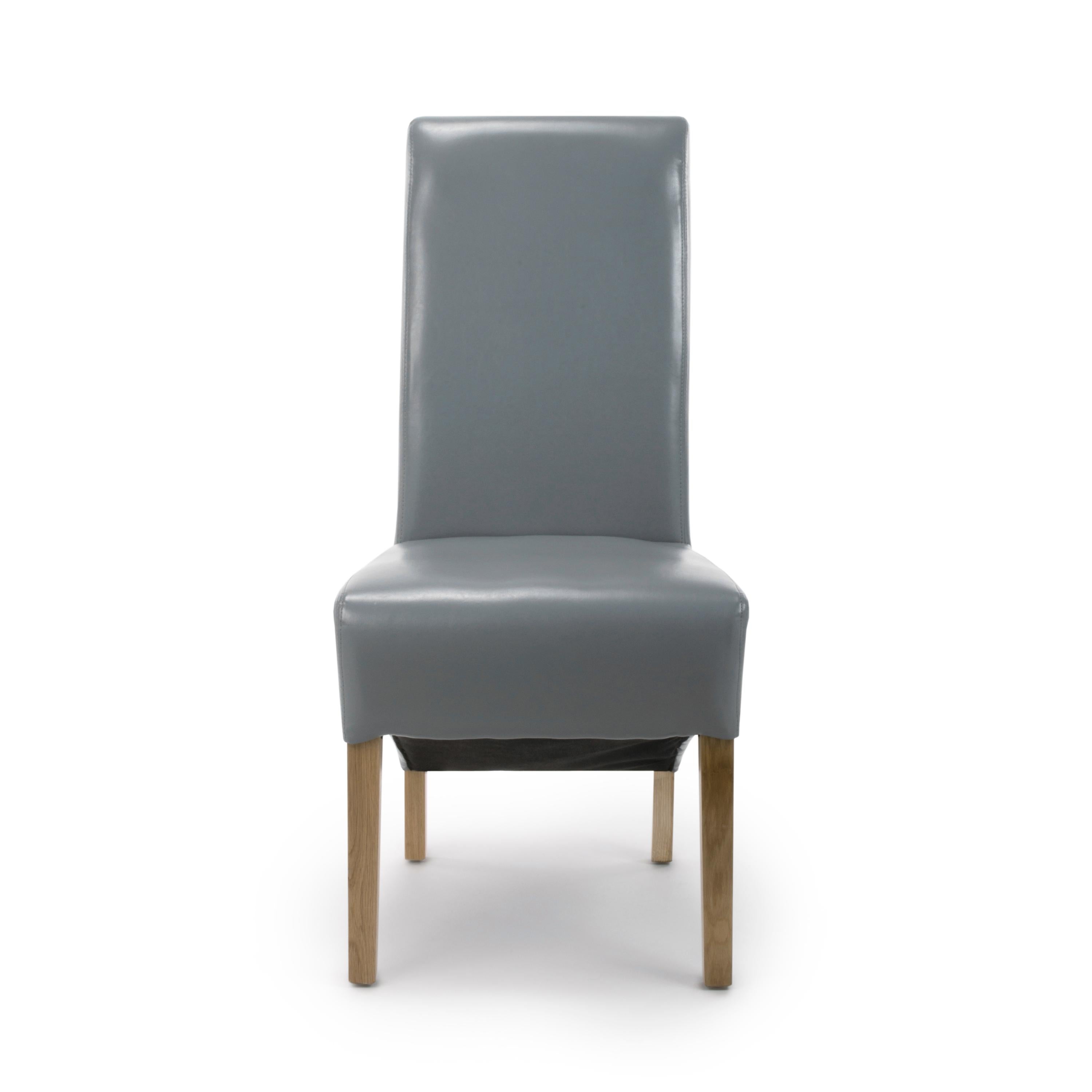 Krista Roll Back Bonded Leather Grey Dining Chair