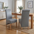 Krista Roll Back Bonded Leather Grey Dining Chair
