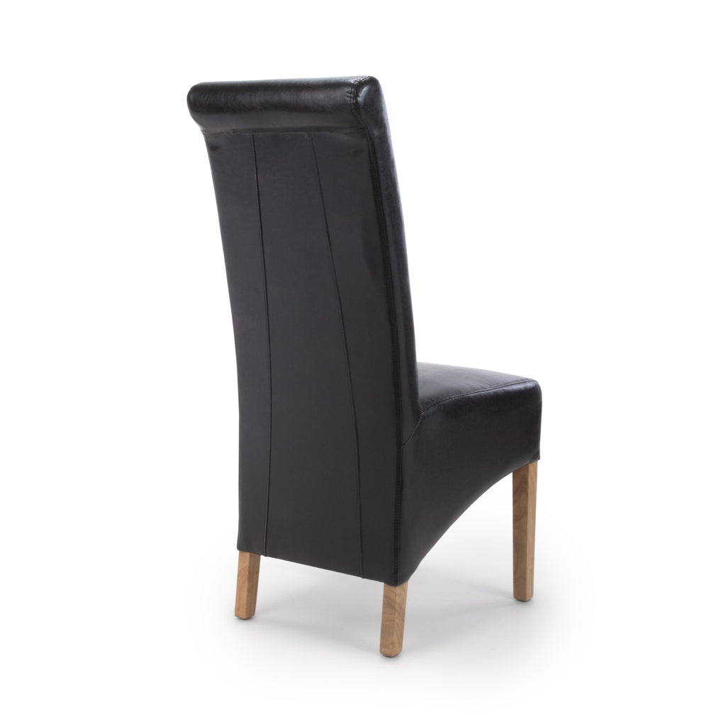 Krista Roll Back Bonded Leather Brown Dining Chair