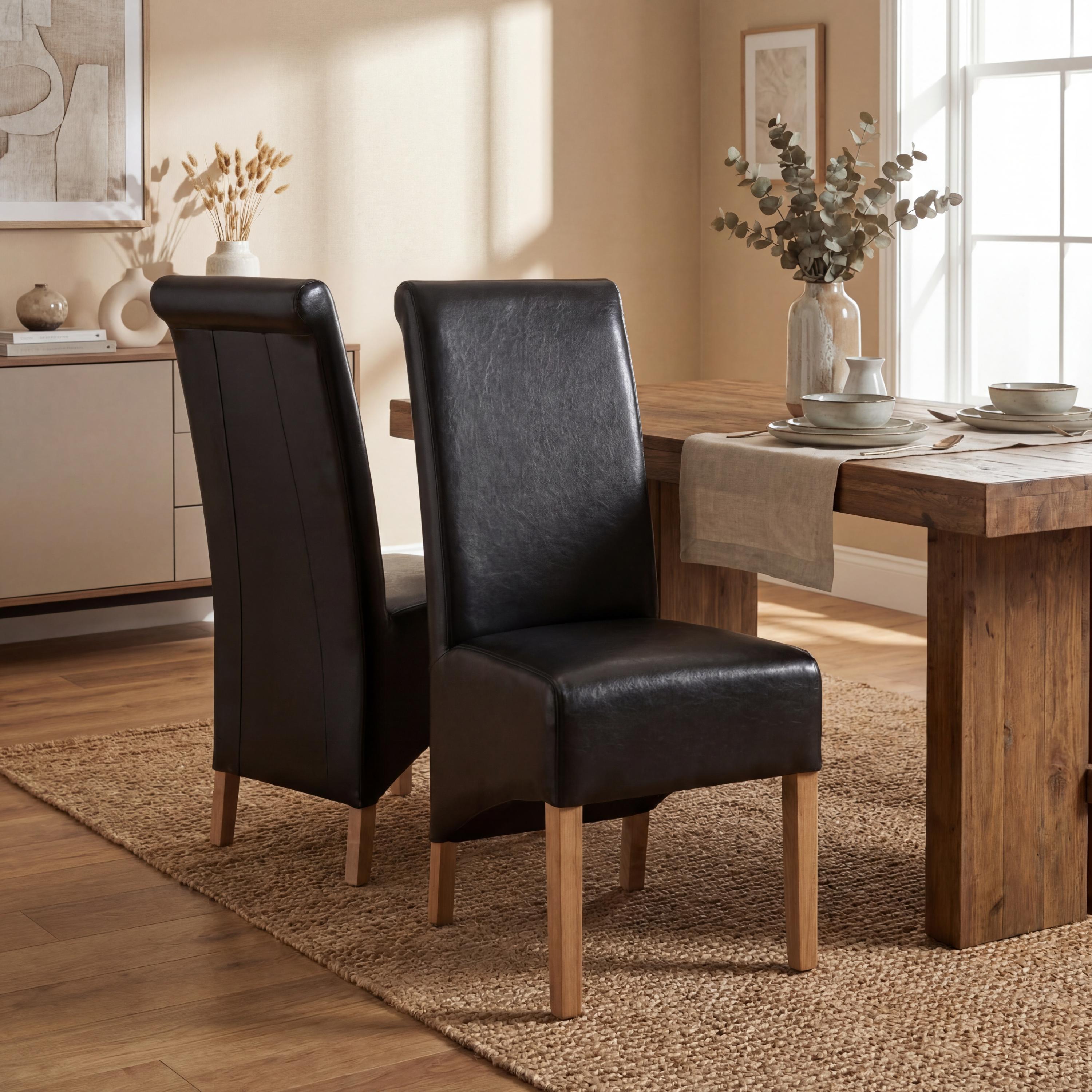Krista Roll Back Bonded Leather Grey Dining Chair