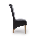 Krista Roll Back Bonded Leather Brown Dining Chair