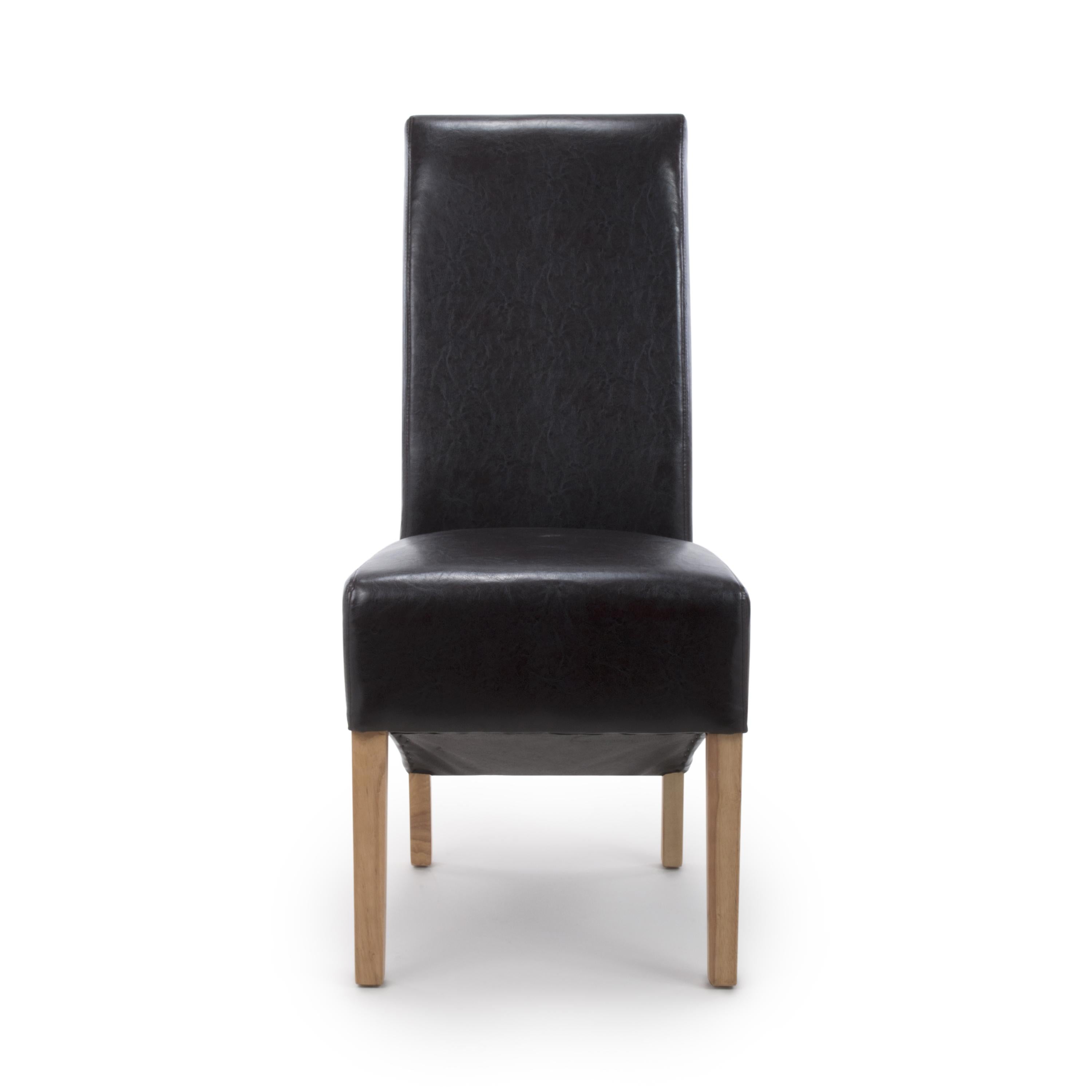 Krista Roll Back Bonded Leather Grey Dining Chair