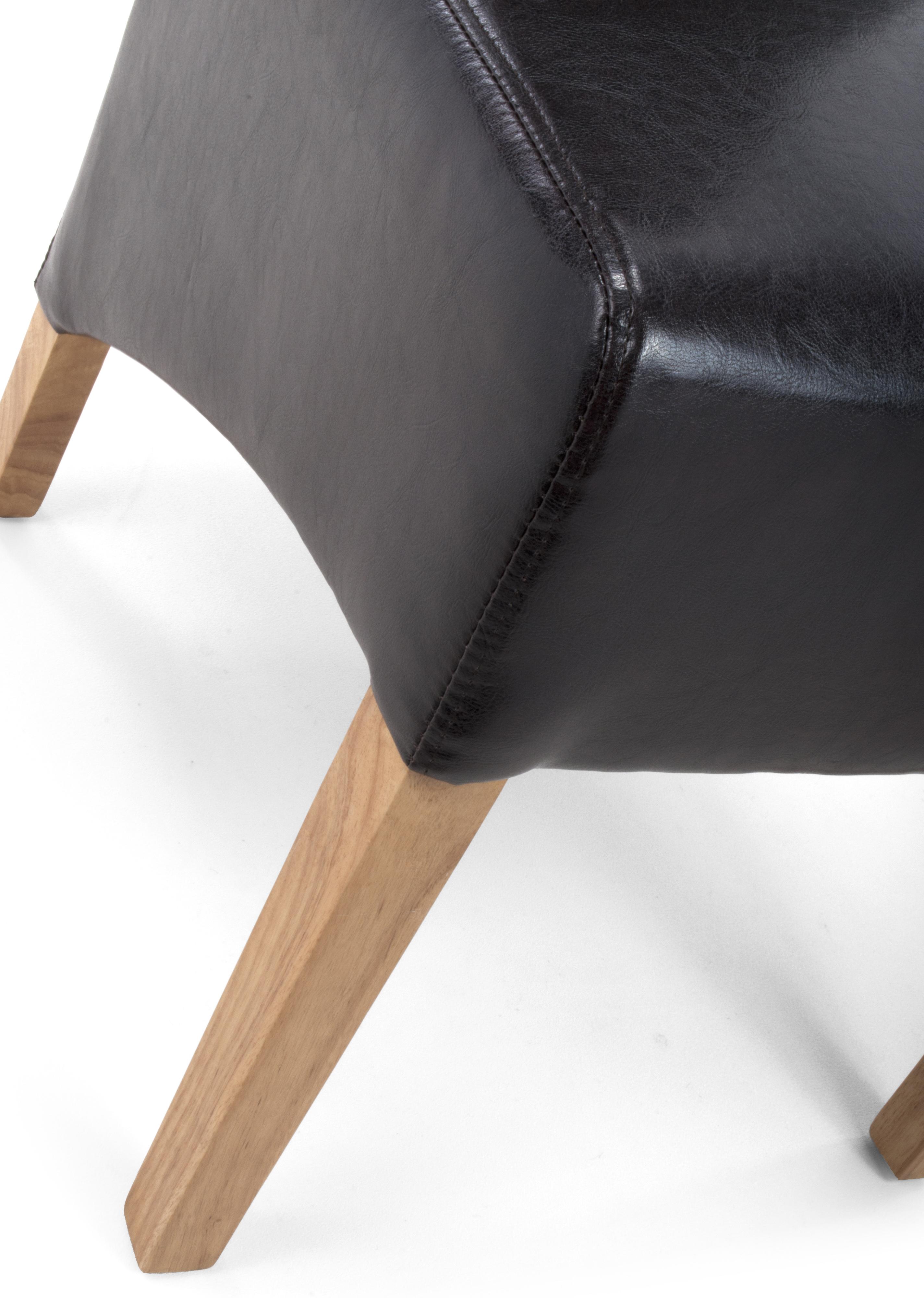 Krista Roll Back Bonded Leather Brown Dining Chair