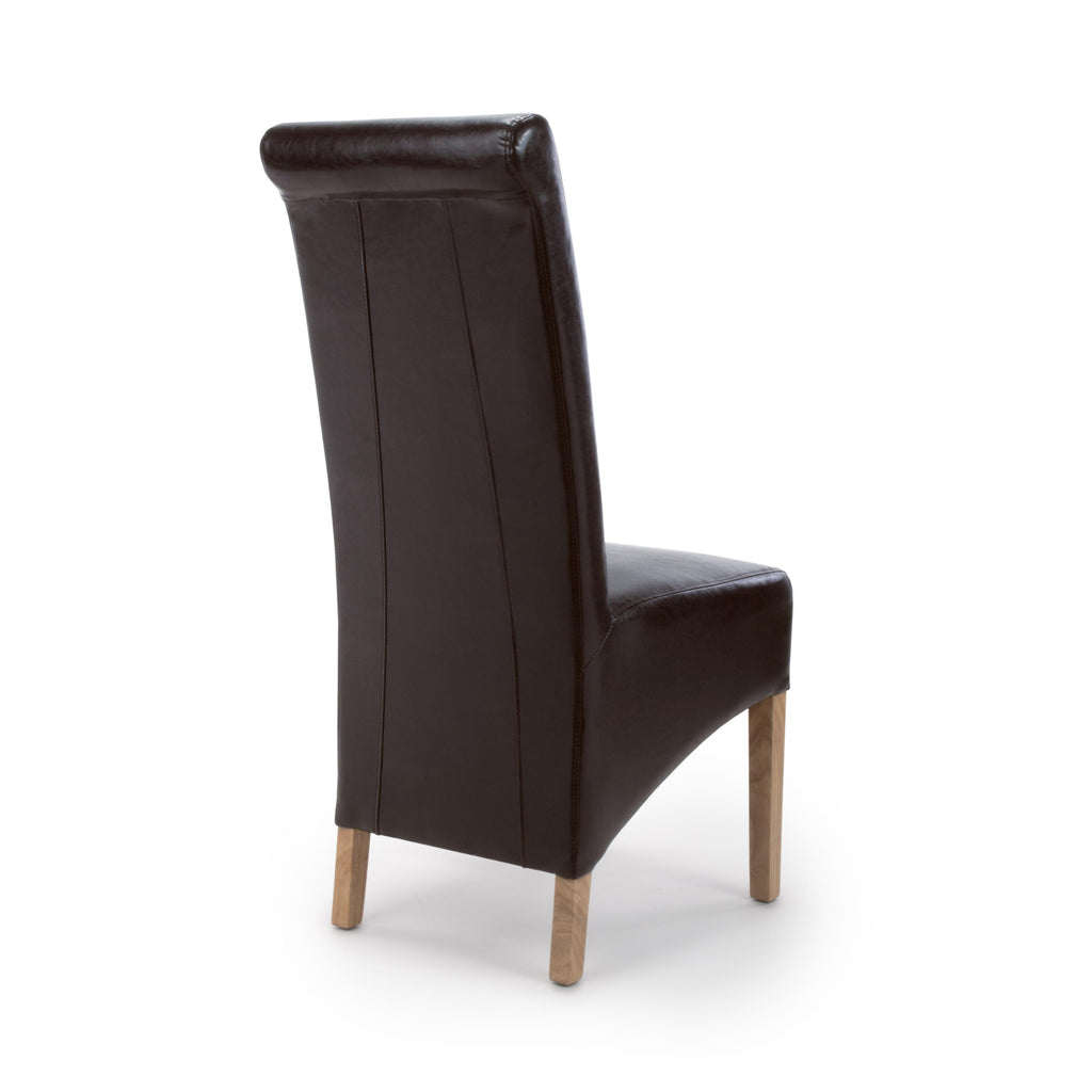 Krista Roll Back Bonded Leather Grey Dining Chair