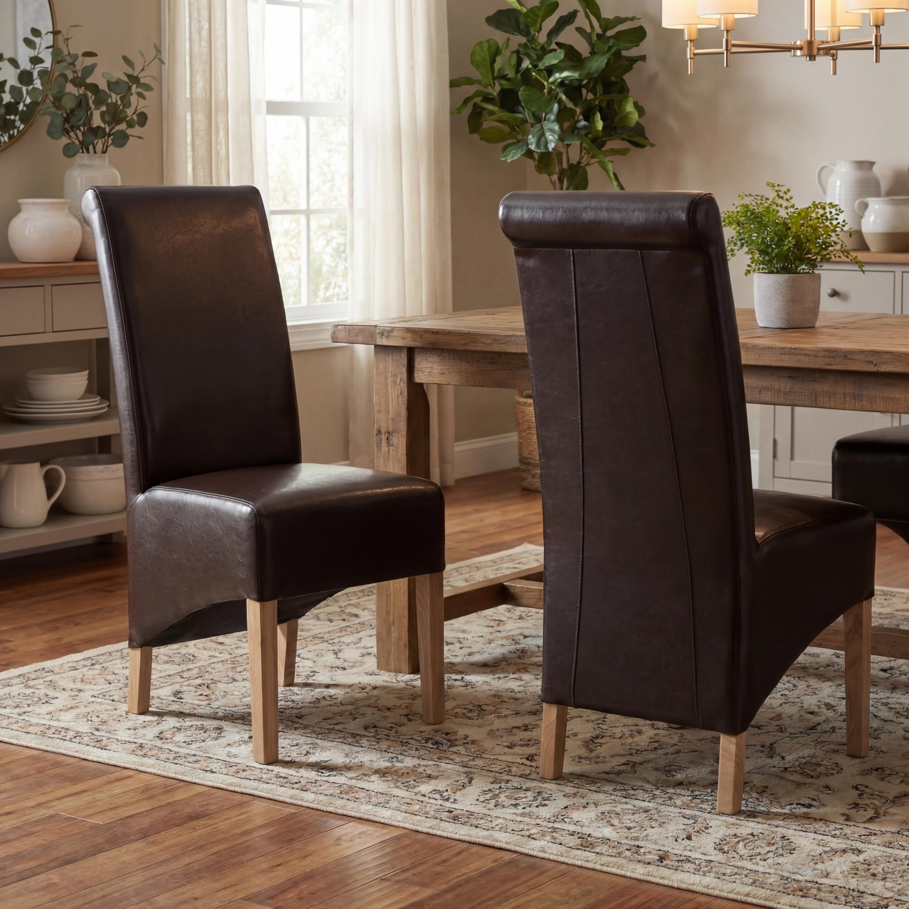 Krista Roll Back Bonded Leather Grey Dining Chair