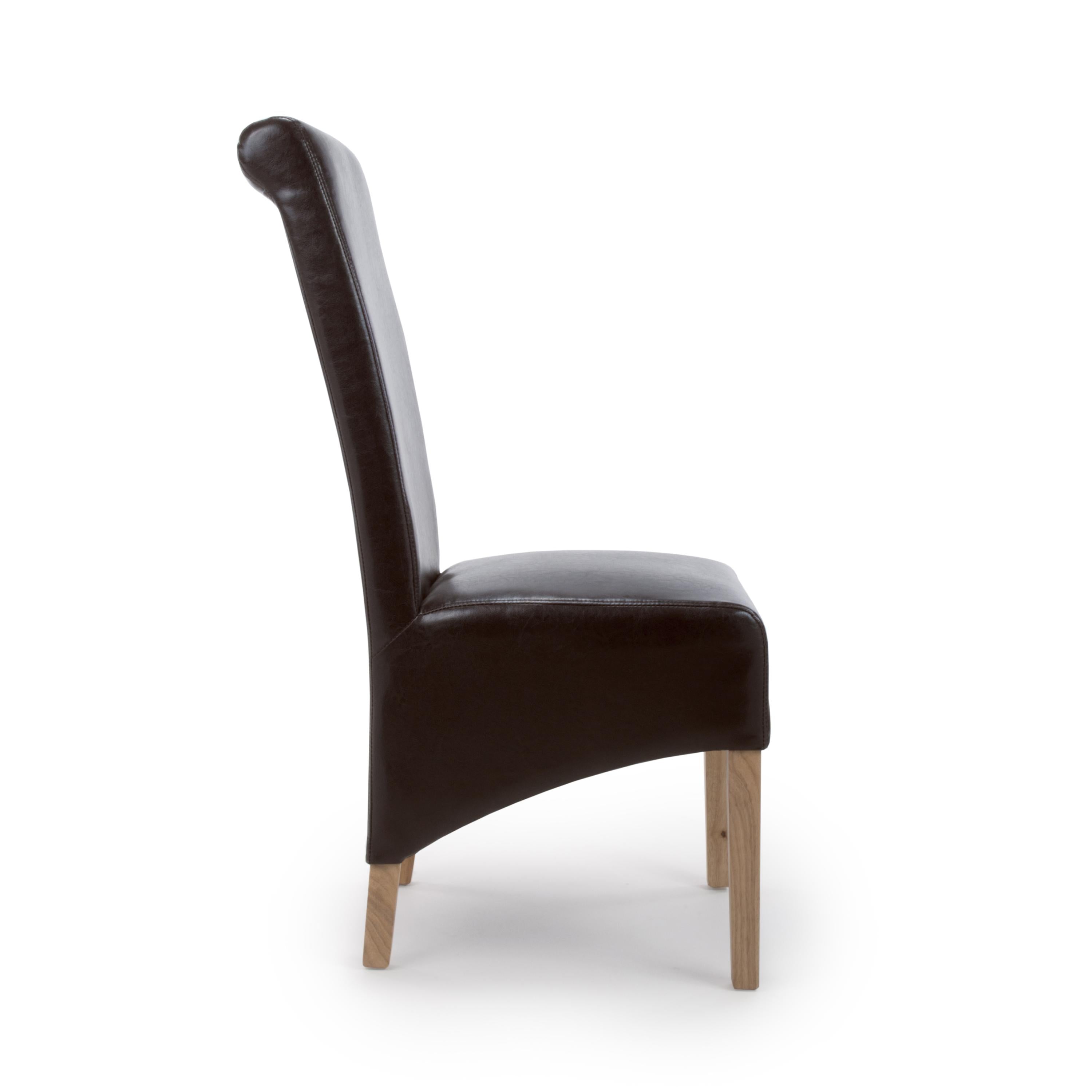 Krista Roll Back Bonded Leather Black Dining Chair