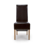 Krista Roll Back Bonded Leather Brown Dining Chair