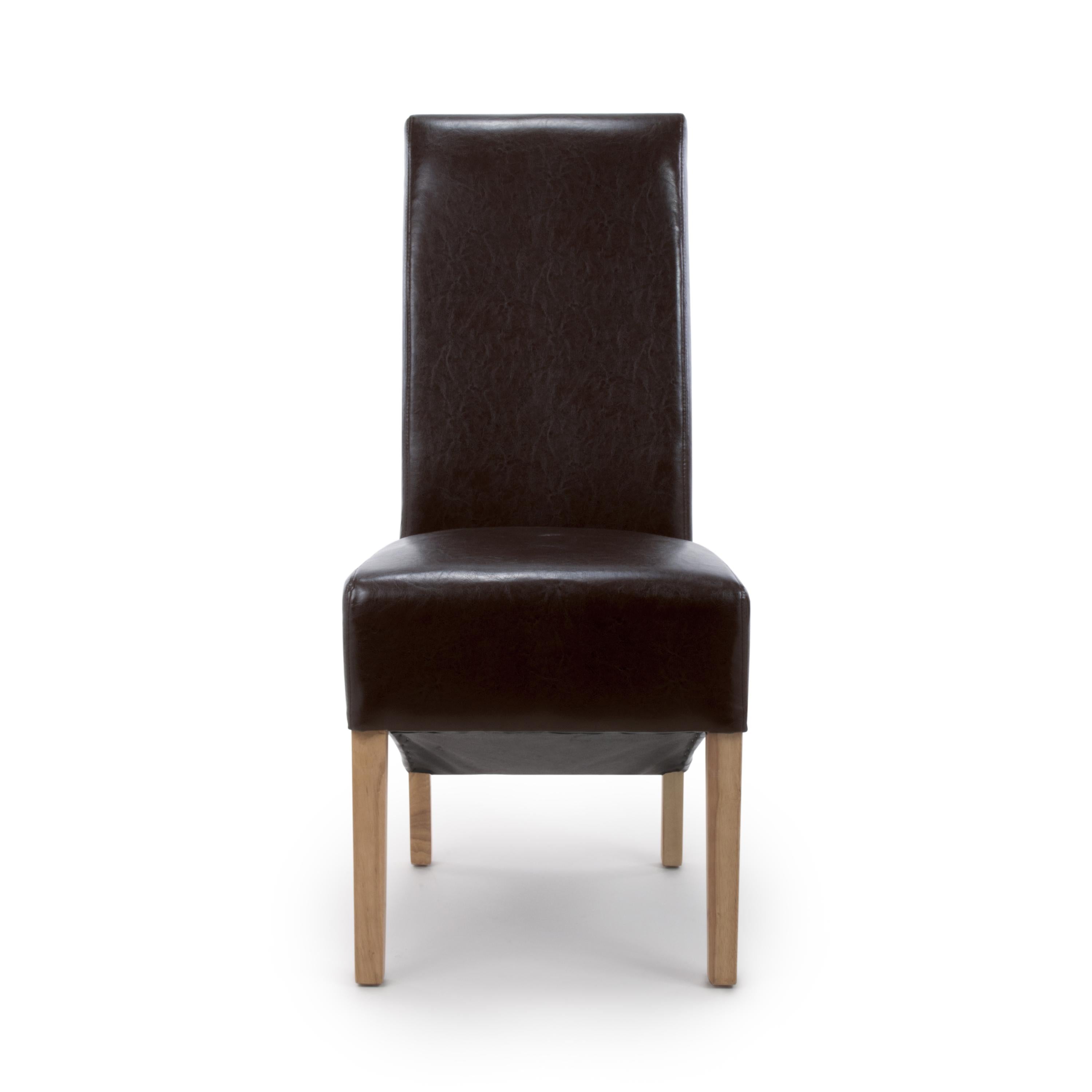 Krista Roll Back Bonded Leather Black Dining Chair