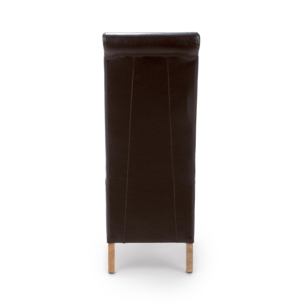Krista Roll Back Bonded Leather Grey Dining Chair