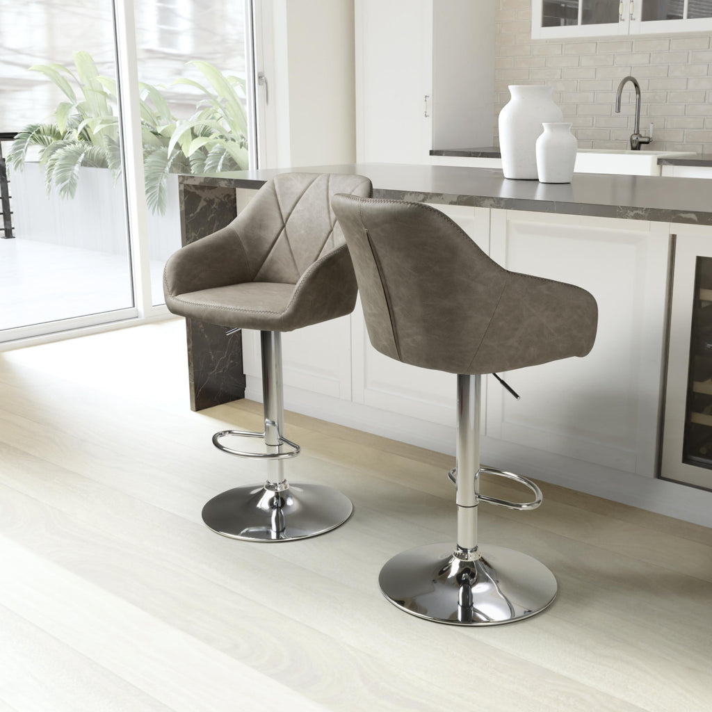 Serena Leather Effect Charcoal Bar Stool