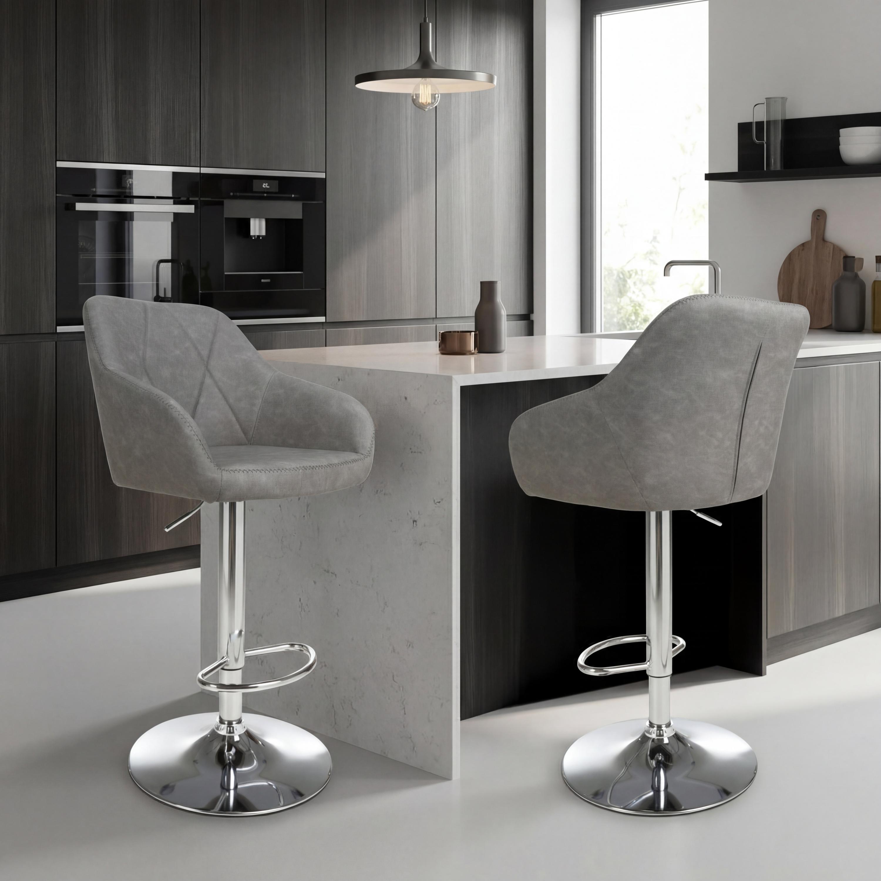 Serena Leather Effect Mink Bar Stool
