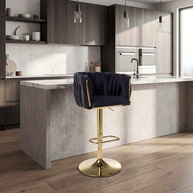 Bellaire Textured Effect Black Bar Stool
