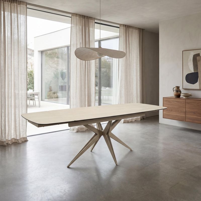 Naples Travertine Style Extending Dining Table