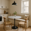Bentley Grey Round Ceramic Table - Black Base