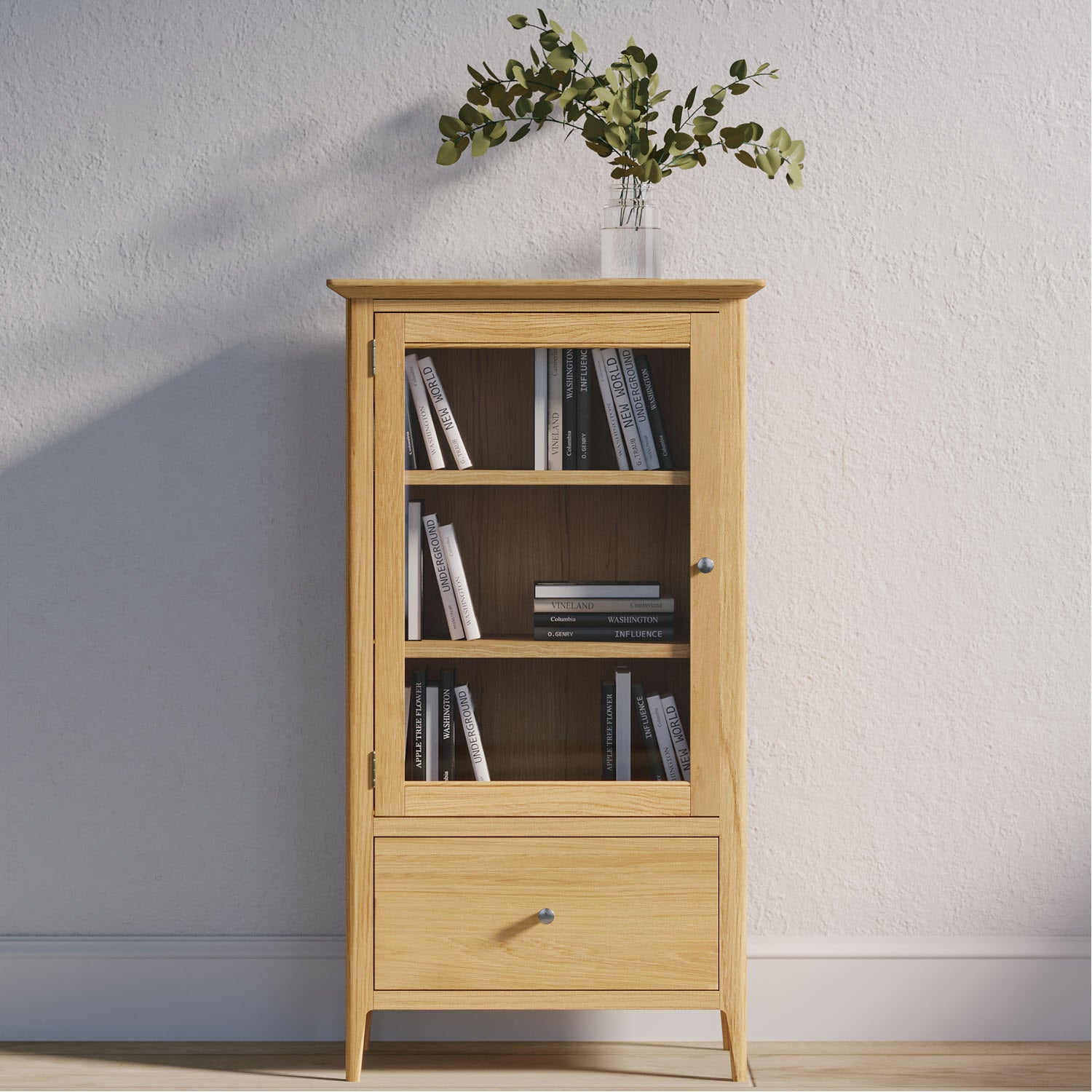 Saxby Oak Glazed Bookcase