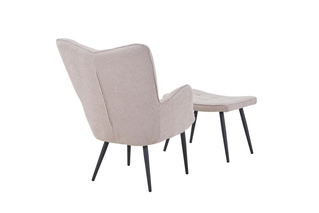 Paris Boucle Light Brown Armchair & Footstool