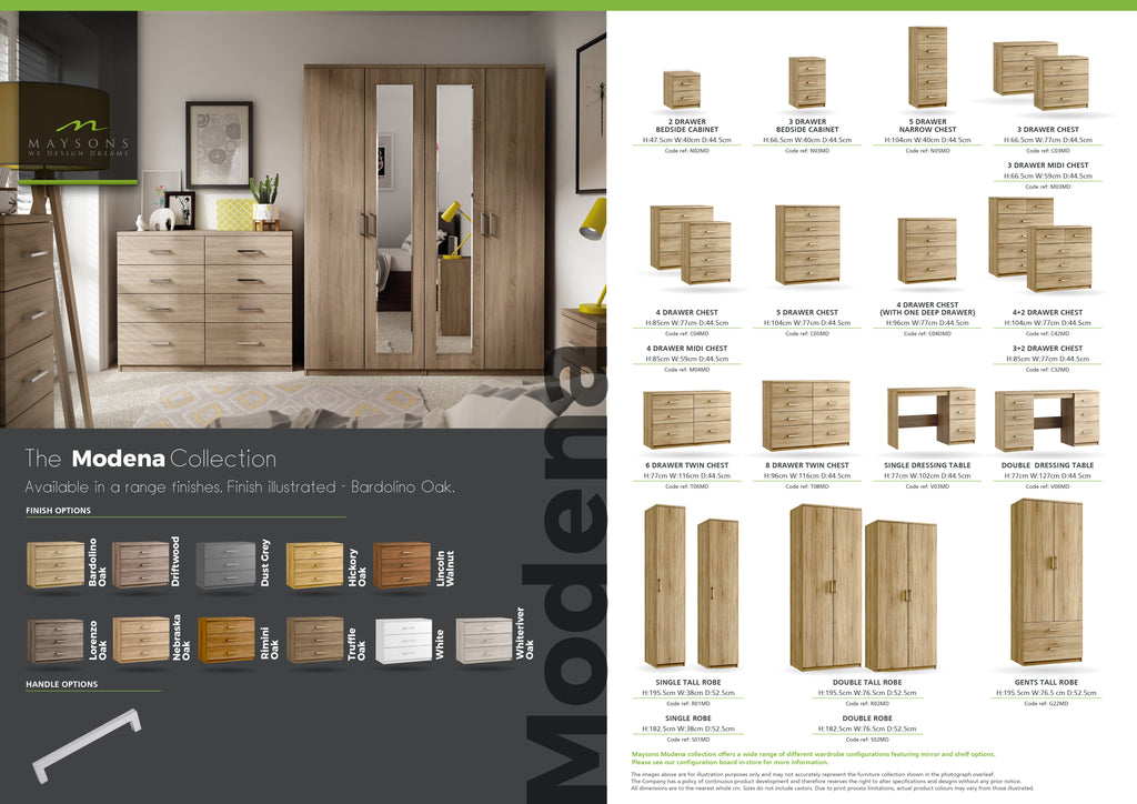 Modena 2 Drawer Bedside
