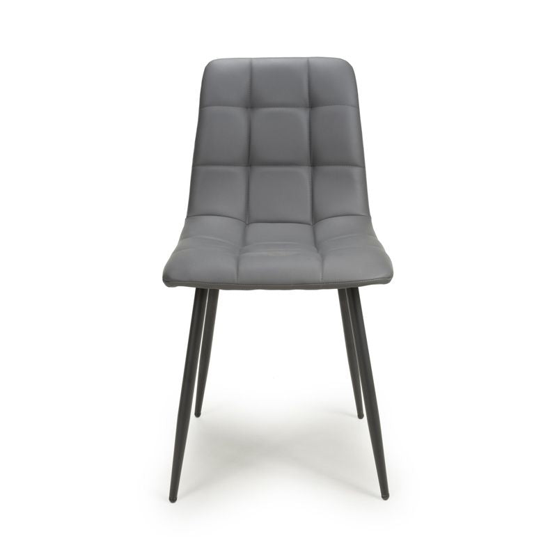 Madison Brushed Leather Grey Dining Chair