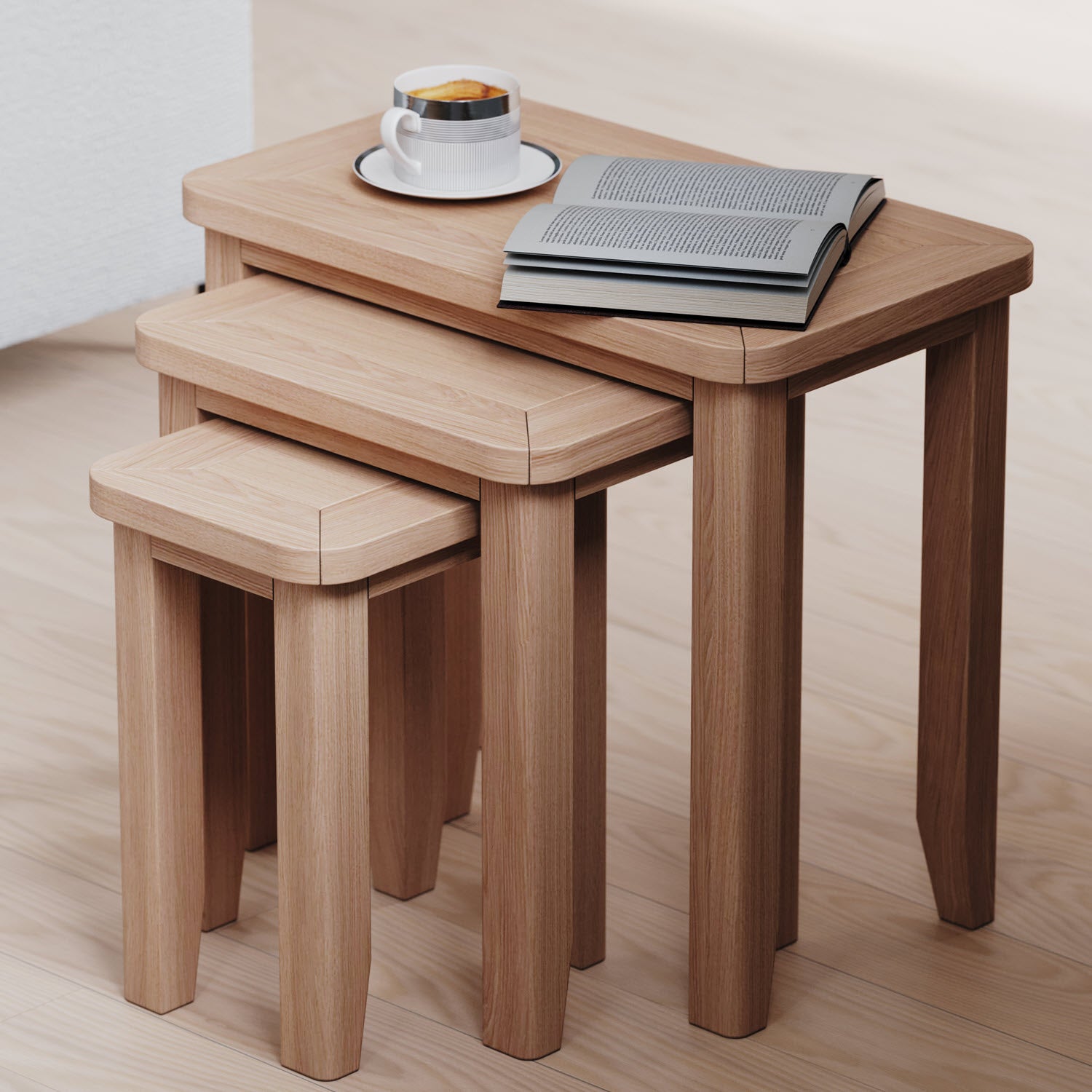 Arlyn Natural Oak Nest of 3 Tables