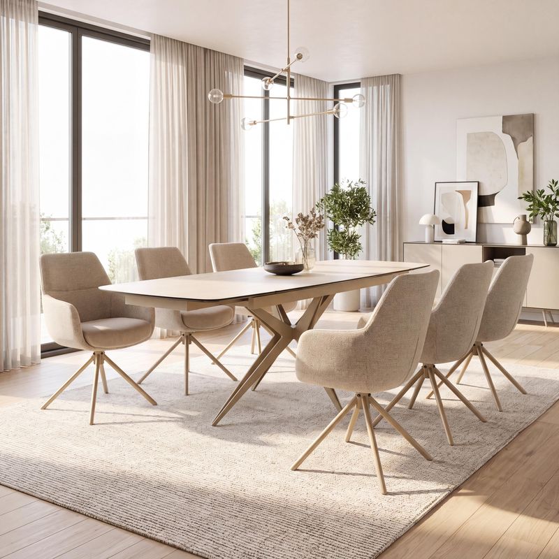 Naples Travertine Style Extending Dining Table