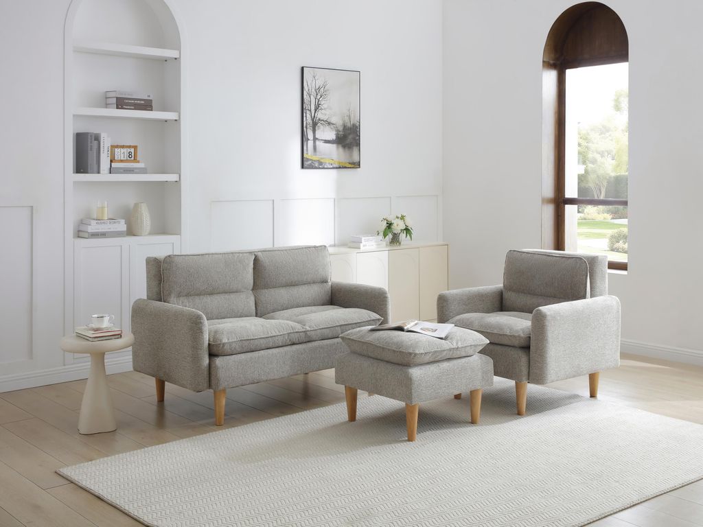 Cosy Rest Chenille Effect Natural 2 Seater Sofa
